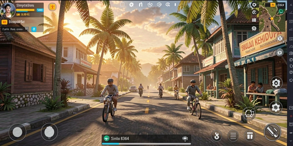 Tampilan gameplay 8364 dengan simulasi kehidupan yang interaktif.