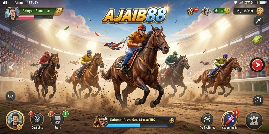 Screenshot AJAIB88 menunjukkan aksi balapan seru di lintasan yang menantang.