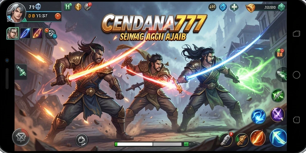 Tampilan utama gameplay CENDANA777 menampilkan aksi pertempuran yang mendebarkan.