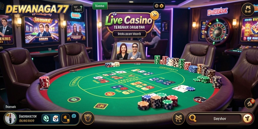 Tampilan screenshot DEWANAGA77 yang menunjukkan dealer langsung dalam action.