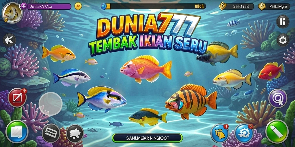 Tampilan gameplay DUNIA777 dengan aksi tembak ikan yang seru.