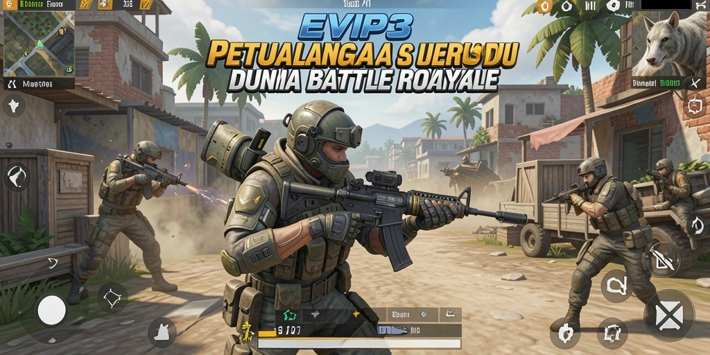Tampilan gameplay seru dalam pertarungan Battle Royale.