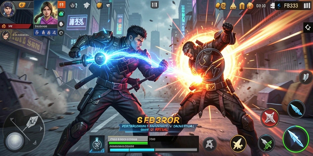 Tangkapan layar gameplay FB333 menampilkan aksi pertarungan yang mendebarkan.