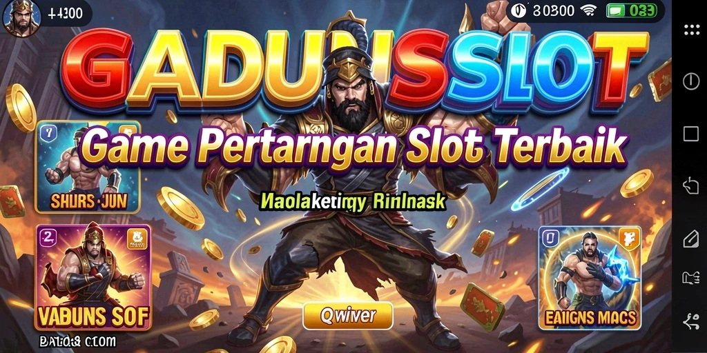 Tangkapan layar menunjukkan aksi seru di GADUNSLOT dengan karakter bertarung.