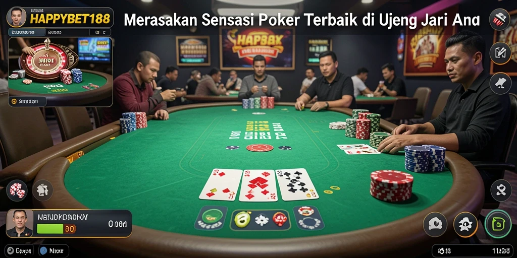 Tampilan menarik dari gameplay poker di HAPPYBET188.