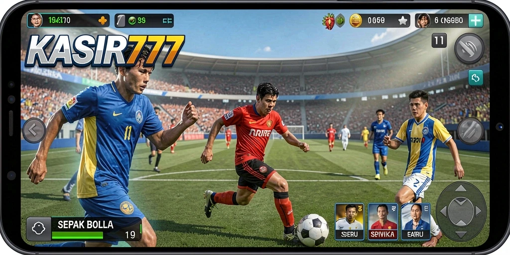 Tampilan gameplay seru KASIR777 dengan aksi sepak bola yang mendebarkan.