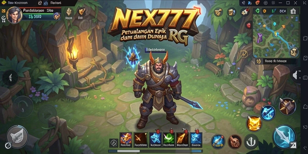 Screenshot NEX777 menunjukkan pertempuran epik dalam dunia RPG.