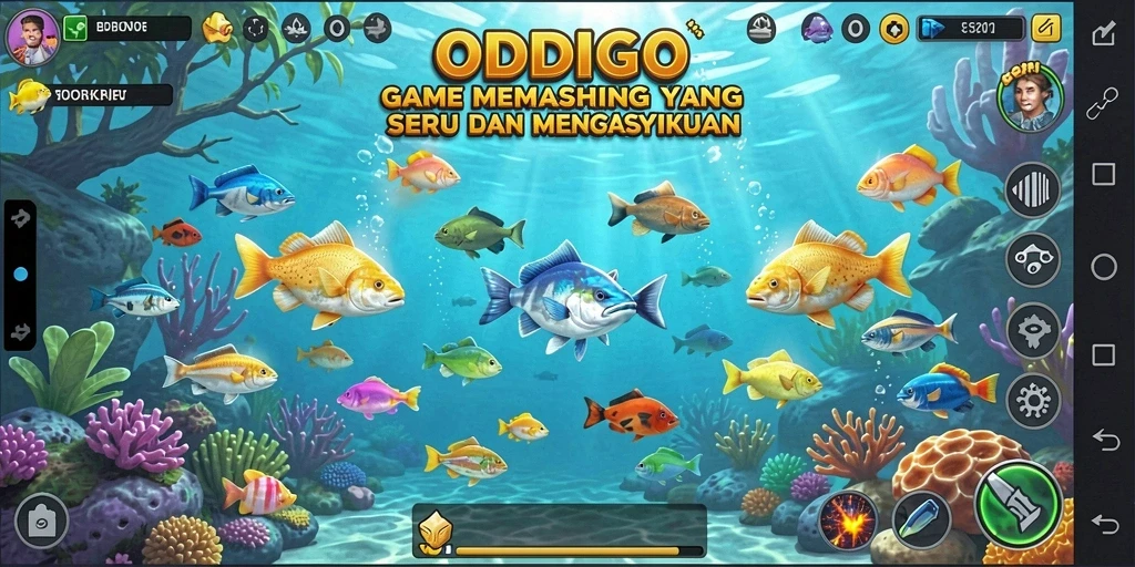 Screenshot gameplay ODDIGO menunjukkan pengalaman memancing yang menakjubkan.
