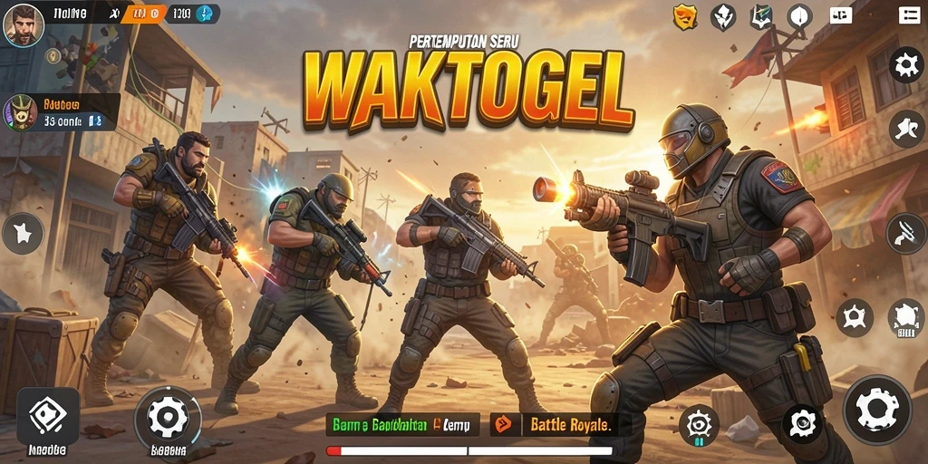 Gameplay WAKTOGEL yang seru dan menegangkan di arena Battle Royale.