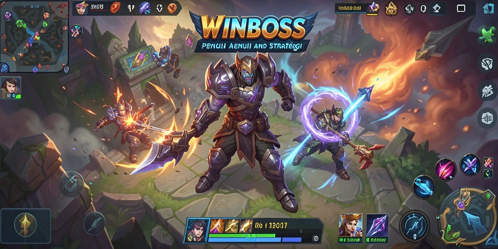 Tangkapan layar gameplay seru dari WINBOSS yang penuh aksi MOBA.